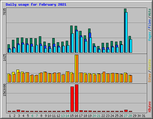 Daily usage for February 2021