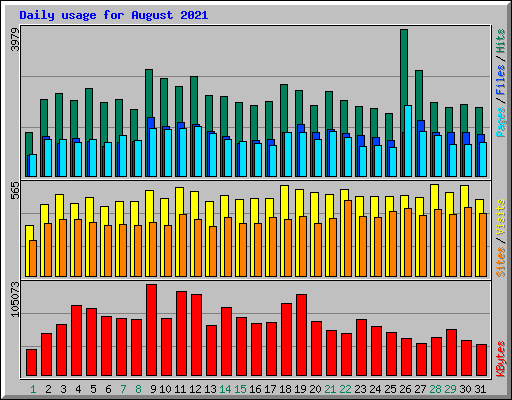 Daily usage for August 2021