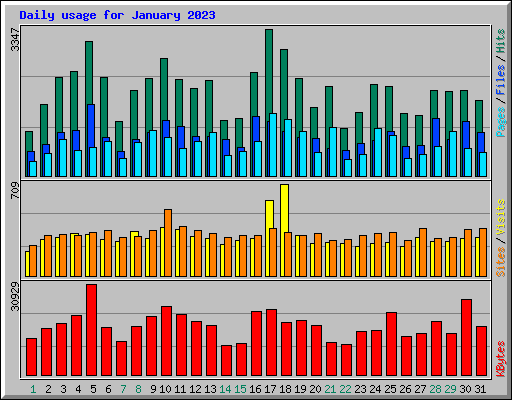 Daily usage for January 2023