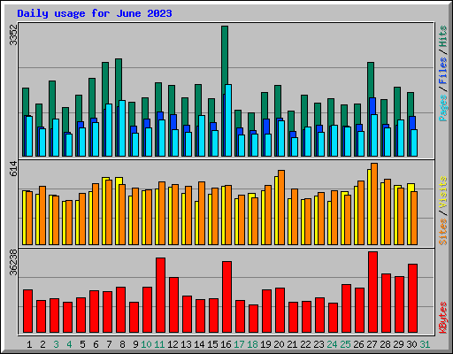 Daily usage for June 2023