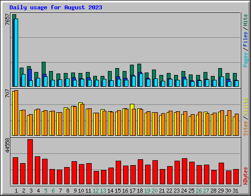 Daily usage for August 2023