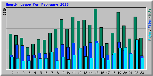 Hourly usage for February 2023